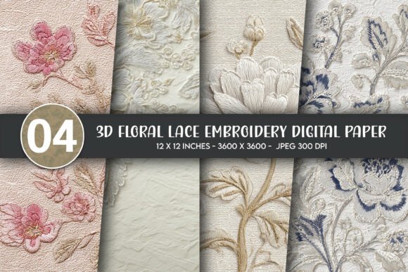 3D Floral Lace Embroidery Digital Paper Review