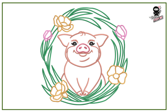 Baby Pig in Floral Wreath Design Review