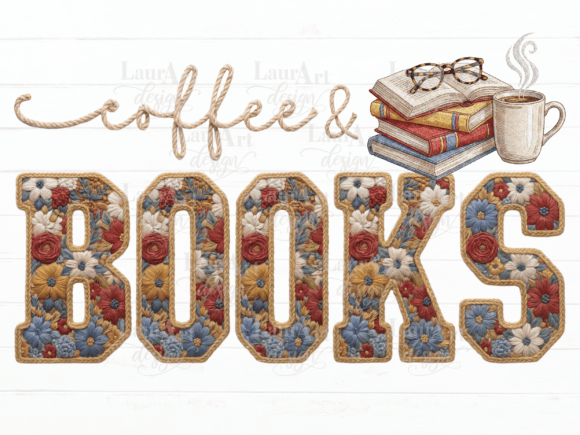 Coffee and Books Floral Embroidery PNG Review