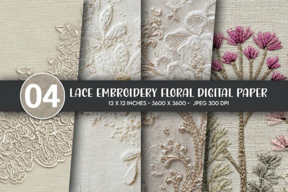 Lace Embroidery Floral Digital Paper Review