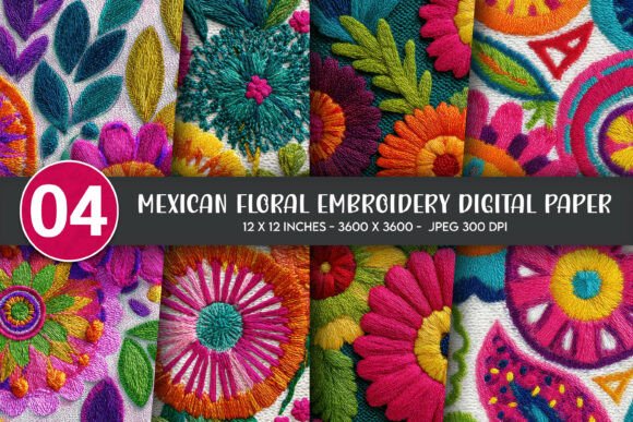 Mexican Floral Embroidery Digital Paper Review