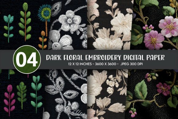 Reviewing Dark Floral Embroidery Digital Paper